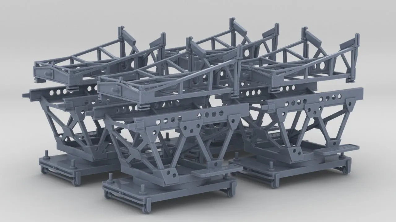 1/100 IJN Trolley & Trailer for Single-Floatplane Set (8pcs) Resin3Dinteractive