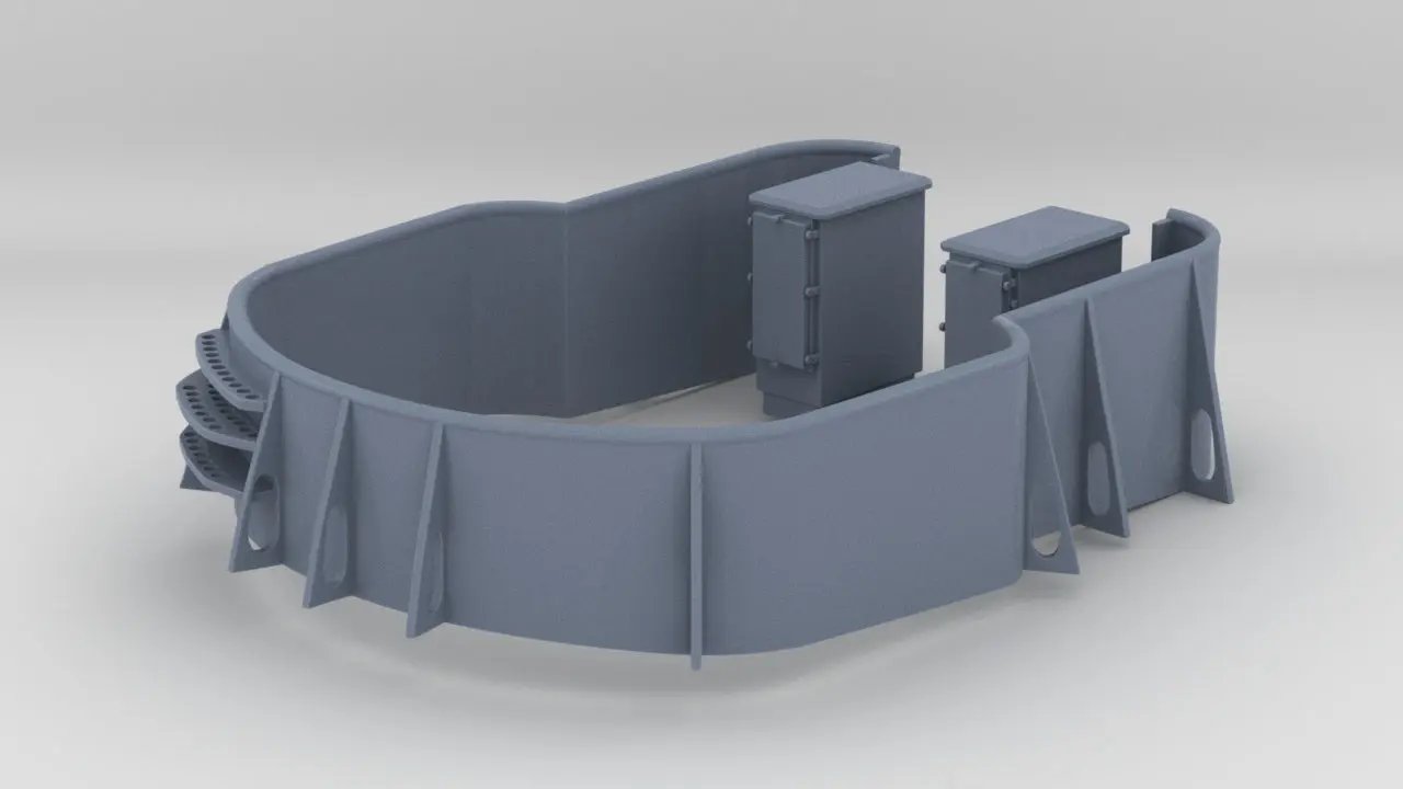 1/100 USN 3 inch 50 Gun Tub Set Resin3Dinteractive