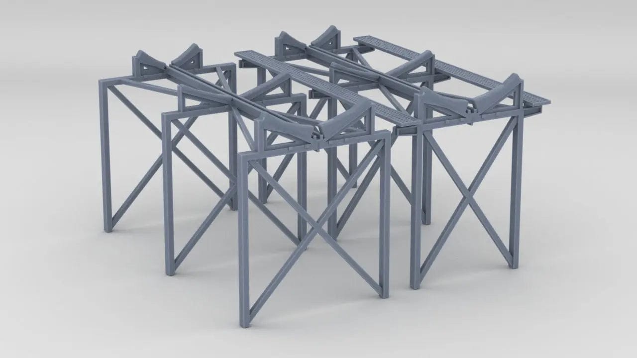 1/100 DKM Scharnhorst Funnel Assembly/Boat Racks Starboard Set (2pcs) - distefan 3d print