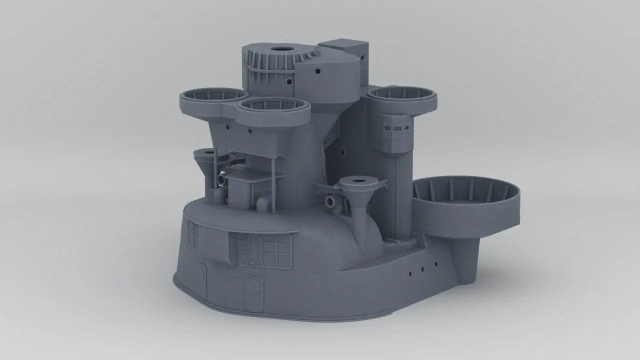 1/100 IJN Yamato Aft Tower Superstructure - distefan 3d print