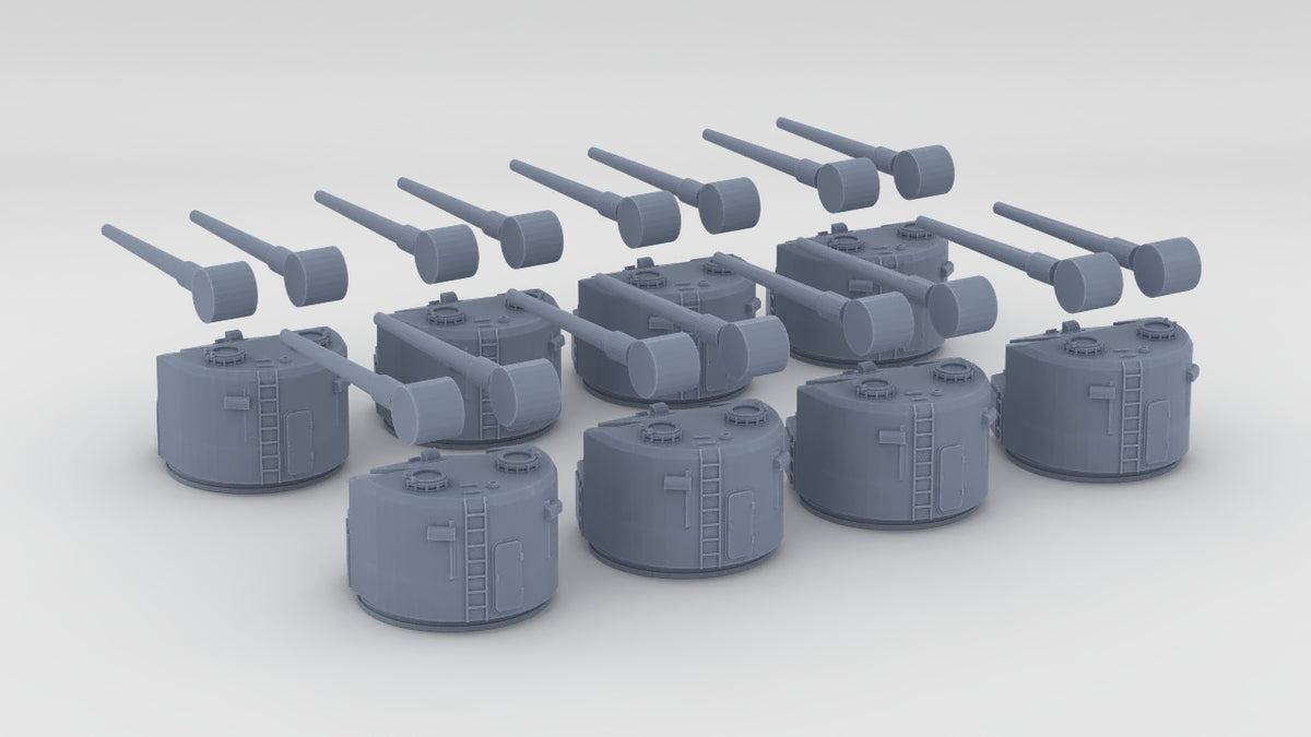 1/128 RN Twin QF 5.25-inch (133 mm) Gun Set (8pcs) - distefan 3d print