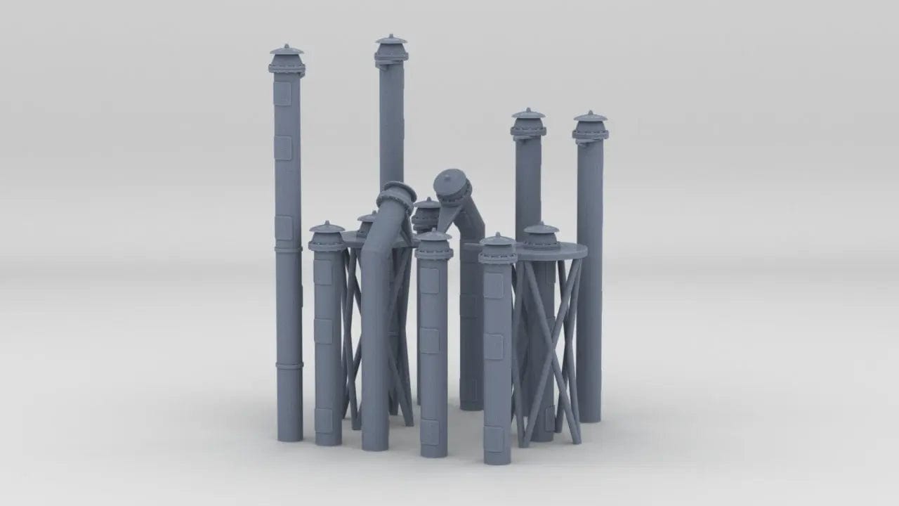 1/128 USS Iowa BB-61 Amidships Deck 3 Vents Set - distefan 3d print