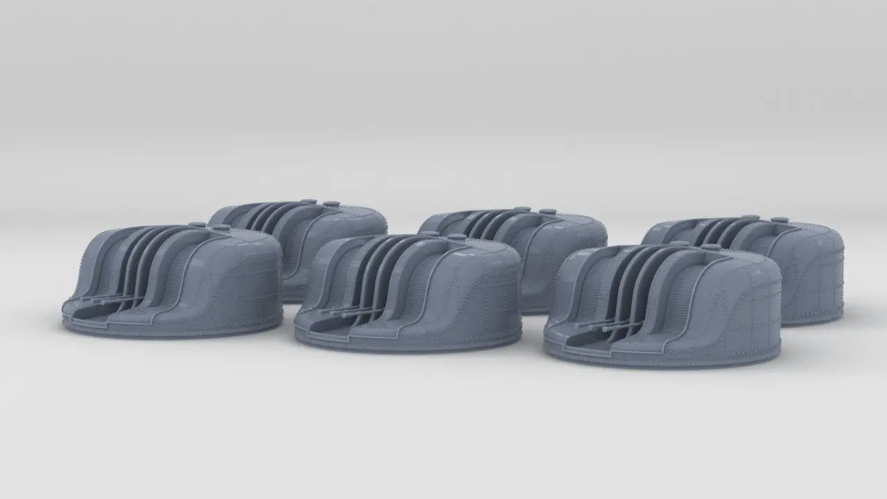 1/144 IJN Yamato 25mm Type 96 AA Turret Shielded Set (6pcs) Resin3Dinteractive