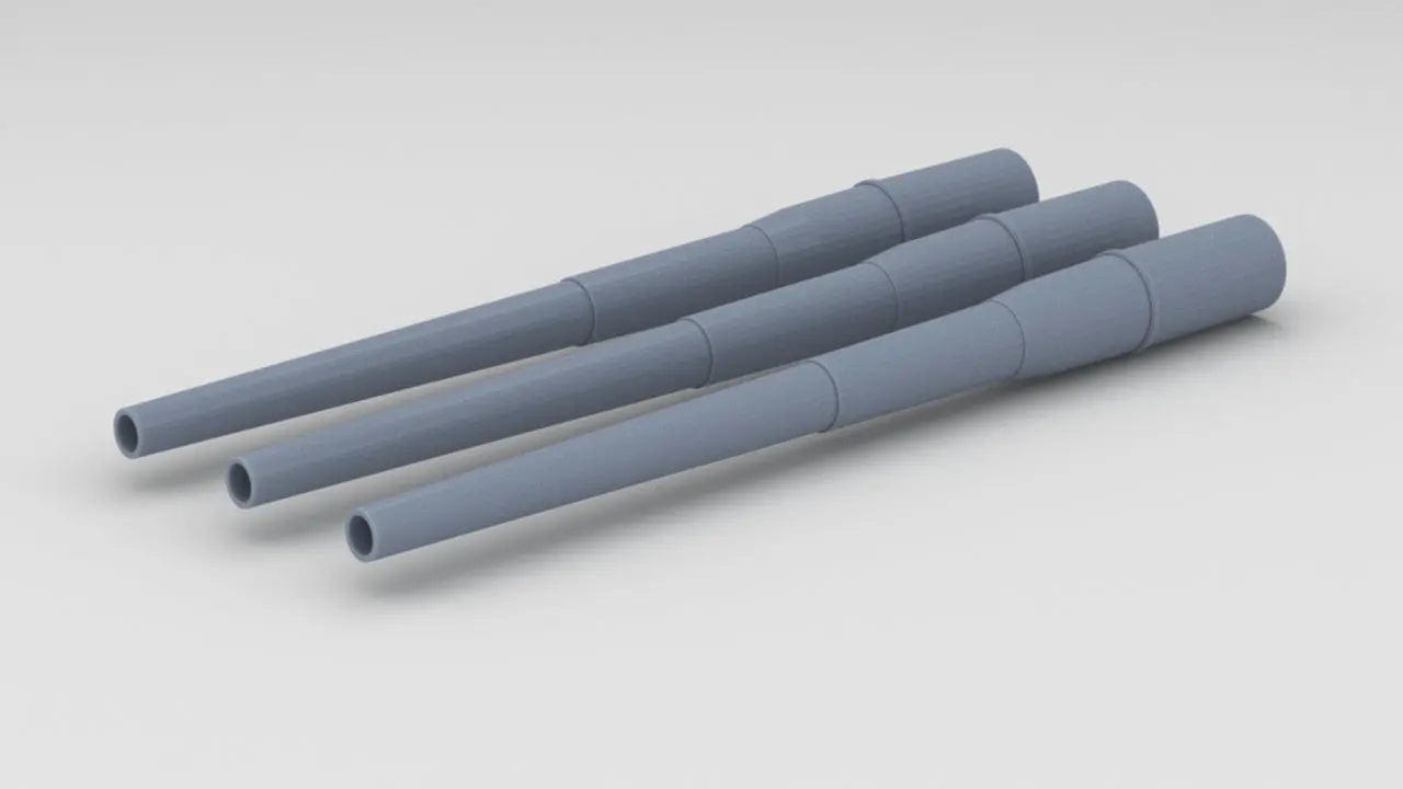 1/144 USS 16 in (406 mm)/50 Cal Mk7 Turret Barrels Set (3pcs) - distefan 3d print