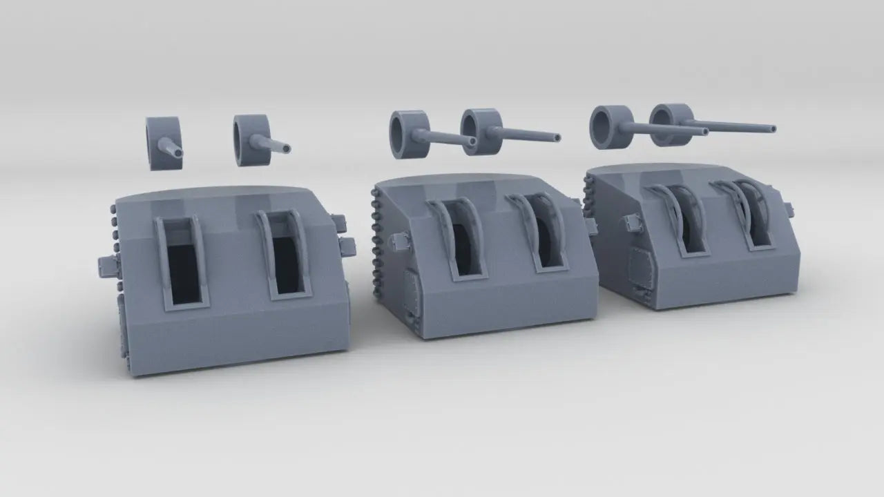 1/192 USN 5"/38 cal. Mk.12 Twin Mounts Set (3pcs) Resin3Dinteractive