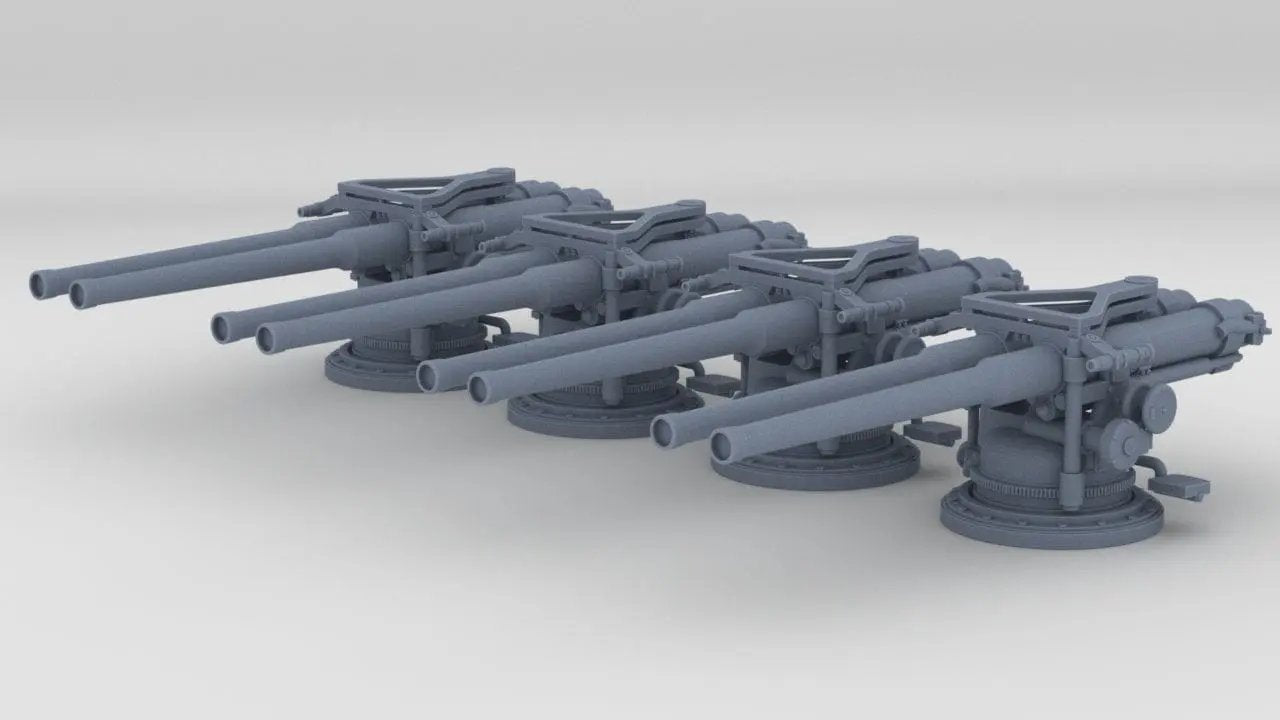 1/192 USN Twin 4"/50 (10.2 cm) Mk14 Deck Gun Set (4pcs) - distefan 3d print