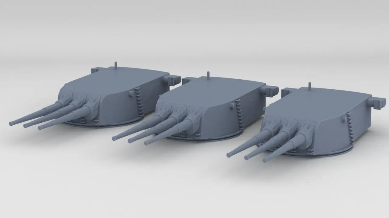 1/192 USN Trumpeter 8''/55 Turrets v2 Set (3pcs) - distefan 3d