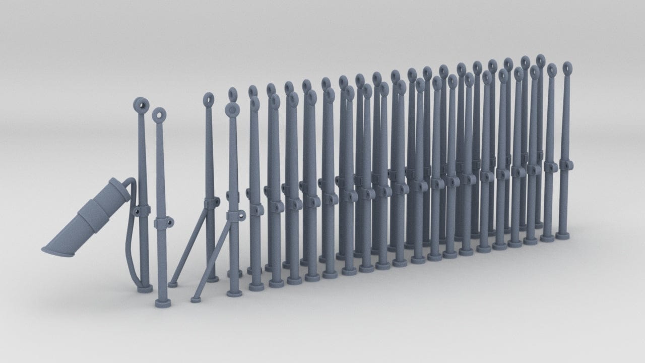 1/20 DKM Schnellboot Hull Handrails Set (42pcs) - distefan 3d print
