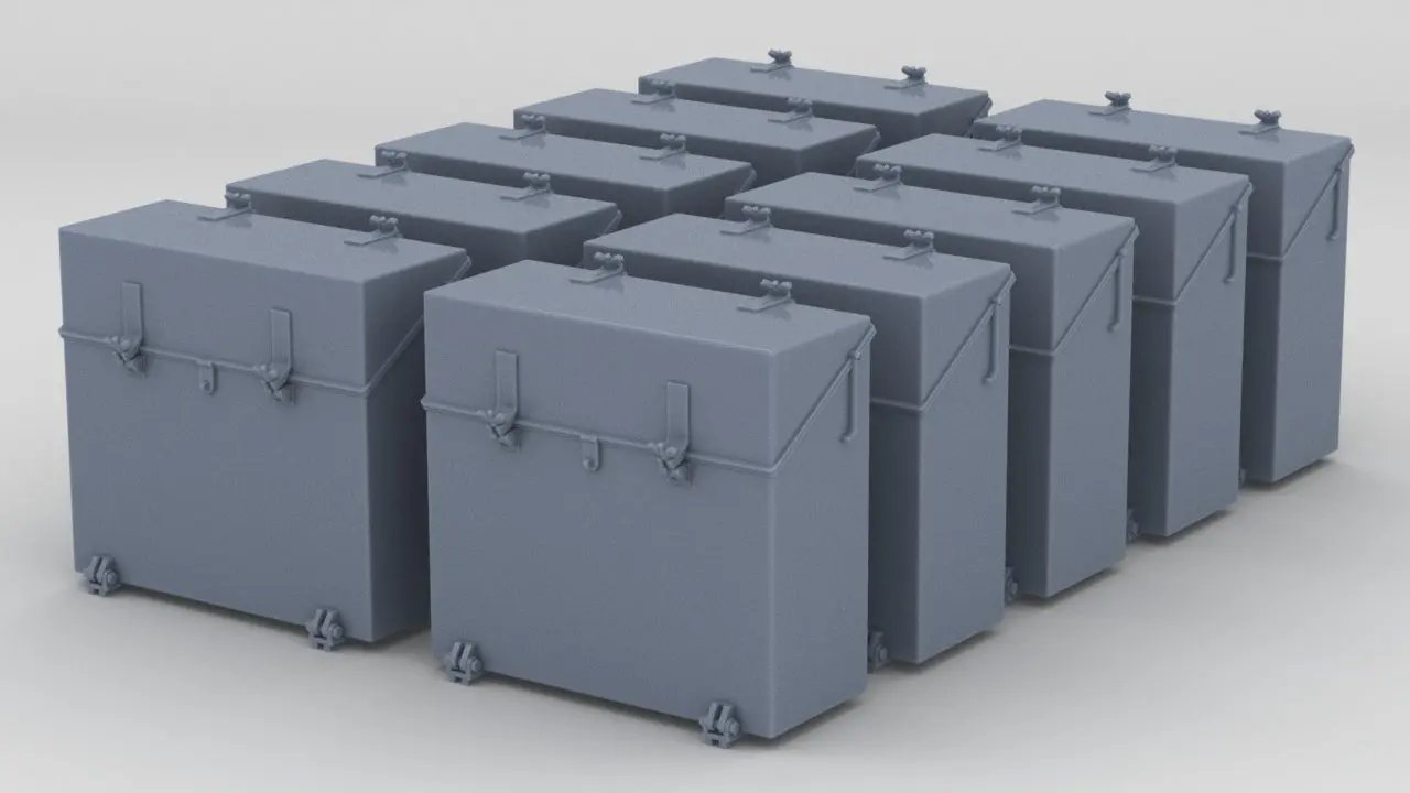 1/200 IJN Storage Box 25mm Triple Set (10pcs) - distefan 3d print