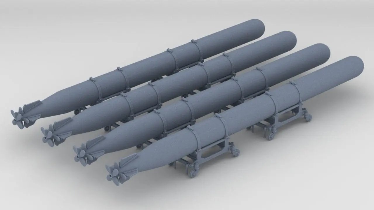 1/200 IJN Type 93 Long Lance Torpedo Set (4pcs) - distefan 3d print