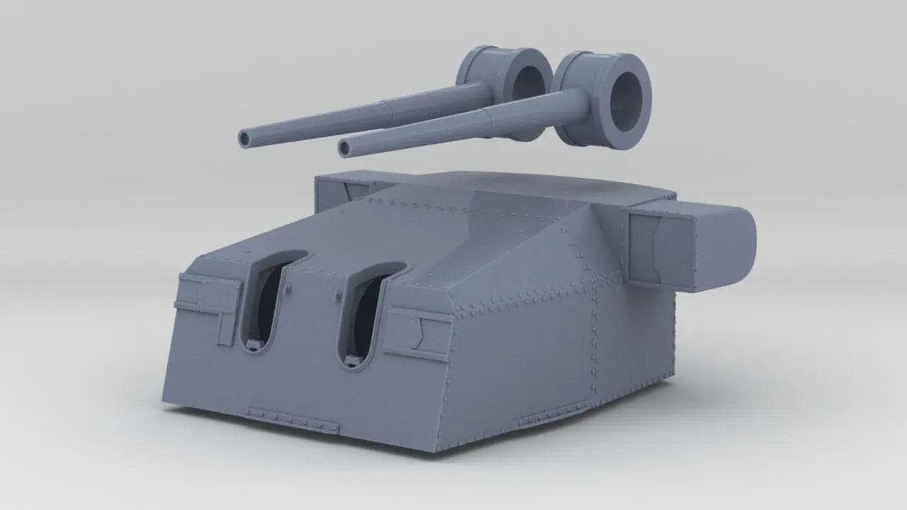 1/200 DKM 15cm/55 (5.9inch) SK C/28 Twin Turret w/ RF - distefan 3d print