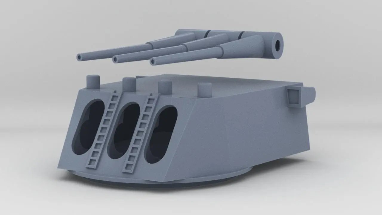 1/200 USS Baltimore (CA-68) Triple 8 in /55 Cal Turret Set - distefan 3d print