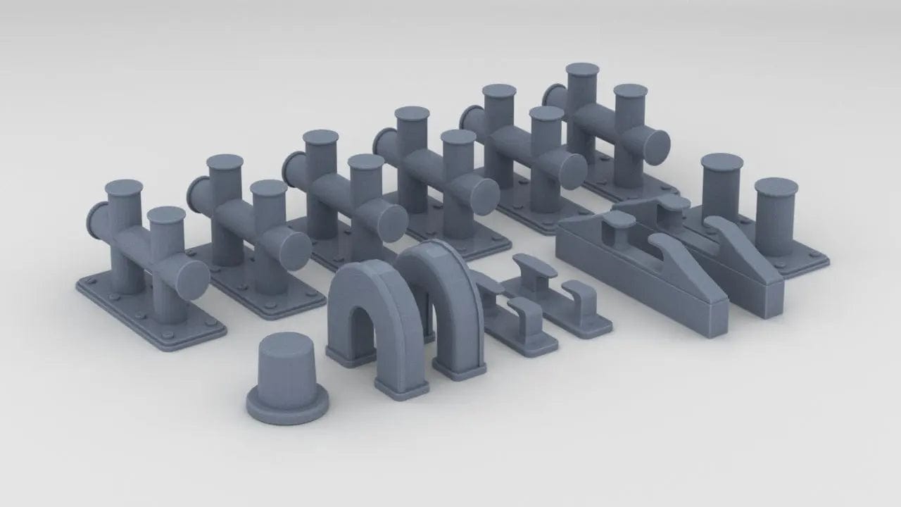 1/24 DKM Schnellboot Amidships Bitts Set (14pcs) - distefan 3d print