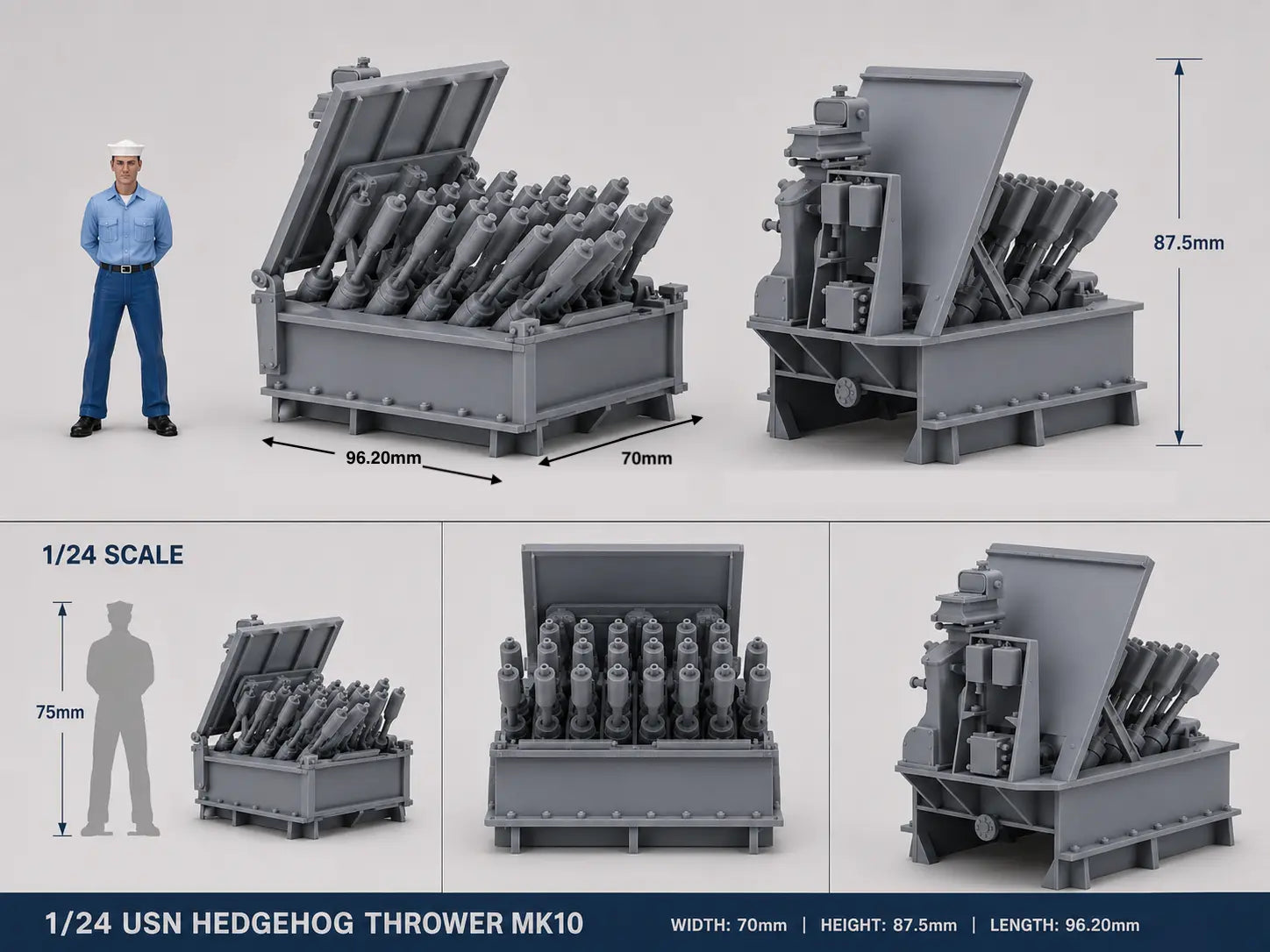1/24 USN Hedgehog Thrower Mk10 - distefan 3d print