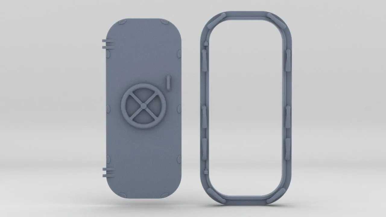 1/32 USN Door Watertight Wheeled w/ Frame L-Side - distefan 3d print