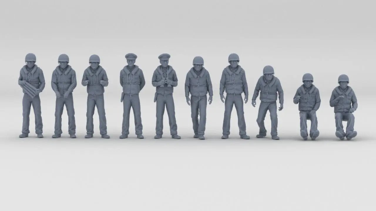 1/35 USN PT Boat 109 Crew Set (10pcs) - distefan 3d print