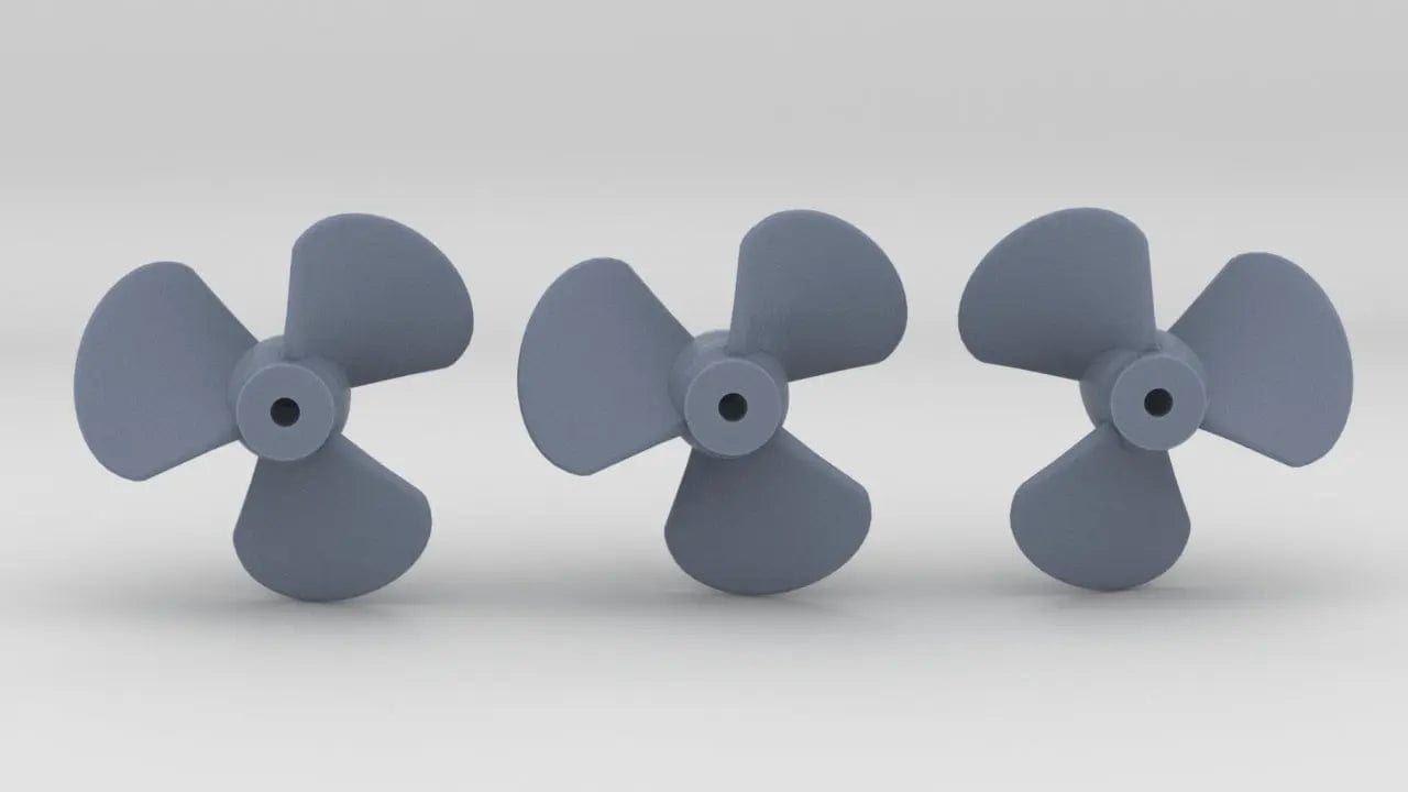 1/35 DKM Schnellboot Propellers w/ 2mm Hub Set (3pcs) - distefan 3d print