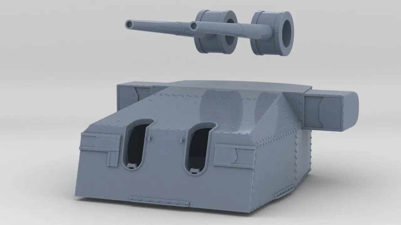 1/350 DKM 15cm/55 (5.9inch) SK C/28 Twin Mount RF - distefan 3d print