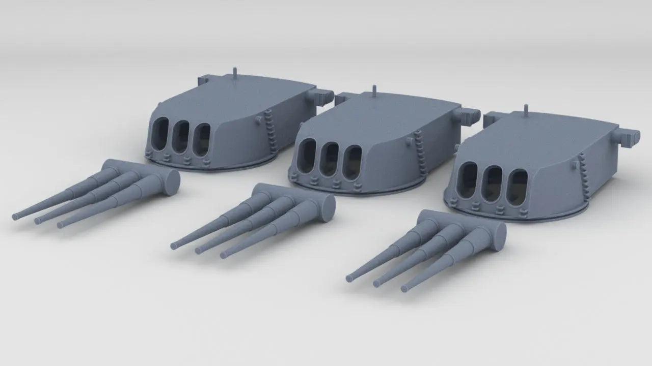 1/350 USN Trumpeter 8''/55 Turrets v1 Set (3pcs) Resin3Dinteractive