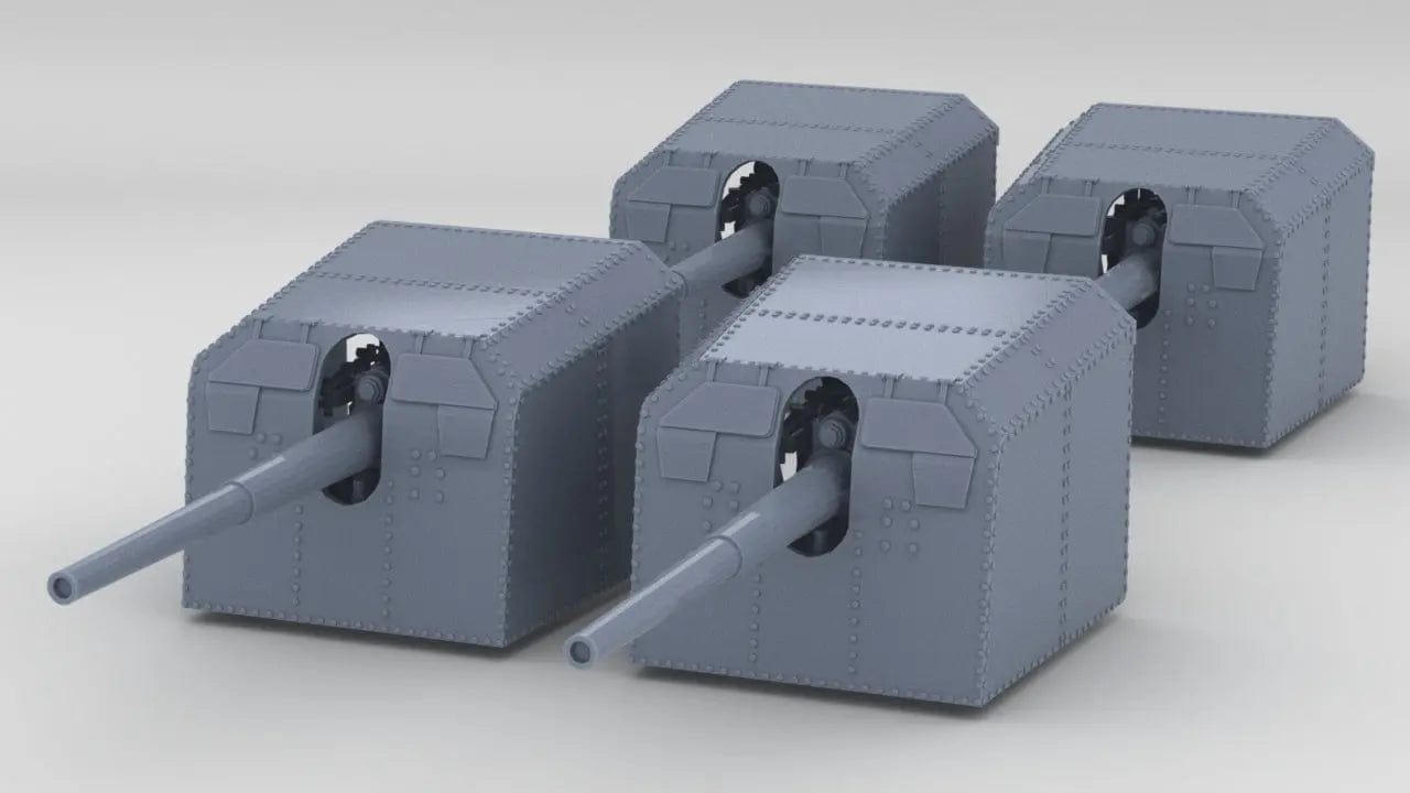 1/350 DKM 12.7cm (5in) SK/C34 Naval Gun Set (4pcs) - distefan 3d print