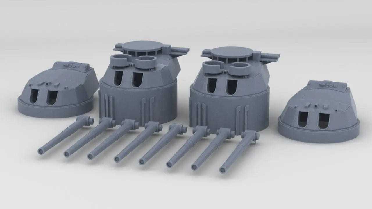 1/350 HMS Ramillies Twin 15-inch (381 mm) Turrets Set - distefan 3d