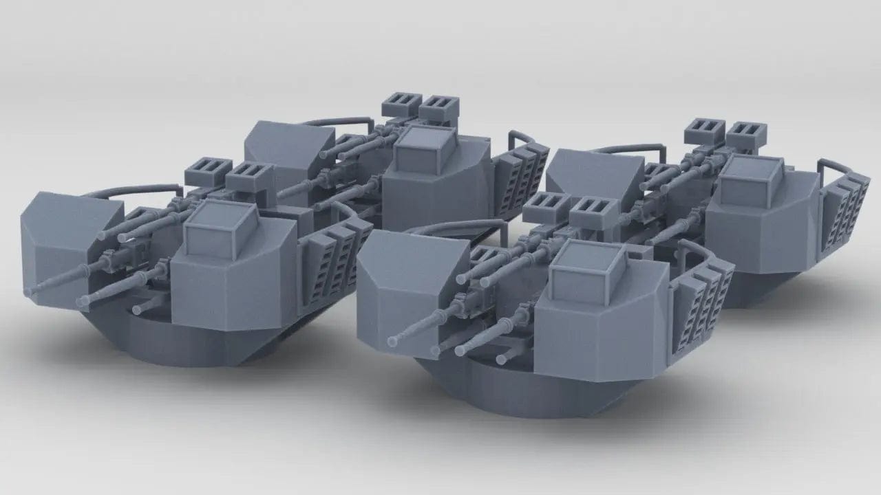 1/350 RN Sextuple 40mm Bofors Gun Set (4pcs) - distefan 3d print
