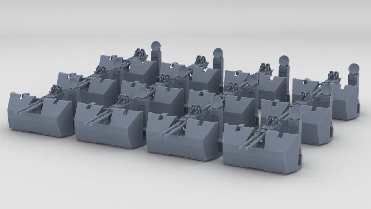 1/350 RN Twin 40mm Bofors Gun Set (12pcs) - distefan 3d print