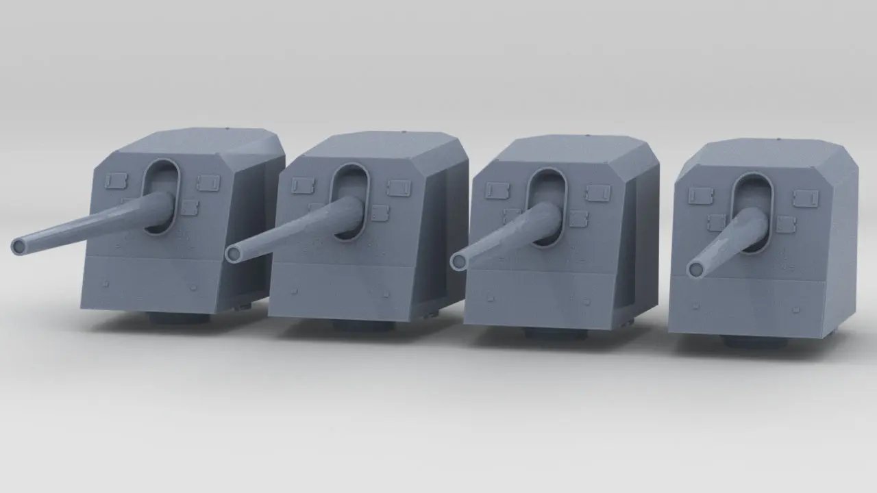 1/400 DKM 15cm/55 (5.9in) SK C/28 Single Mount Set (4pcs) - distefan 3d print