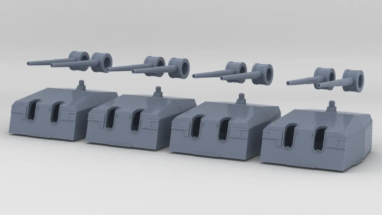 1/400 DKM 15cm/55 (5.9inch) SK C/28 Twin Mount Set (4pcs) - distefan 3d