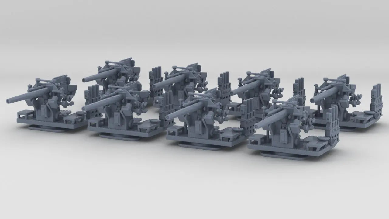 1/426 USN 5-inch 25 (12.7 cm) Deck AA Gun Set (8pcs) Resin3Dinteractive
