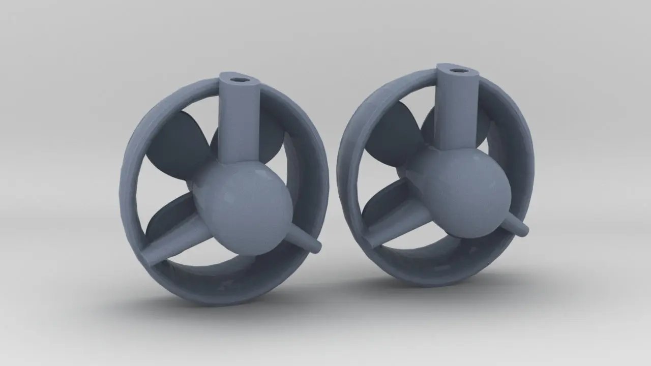 1/50 YTB Tugboat Props and Rudder Set (2pcs) - distefan 3d print