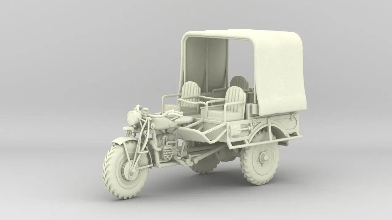 1/6 Belgium Tricycle FN Tricar T3 (4 seat) Set - distefan 3d print