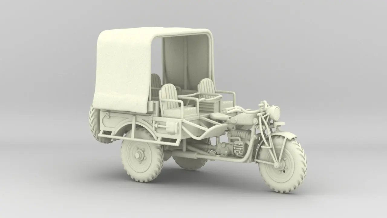 1/6 Belgium Tricycle FN Tricar T3 (4 seat) Set - distefan 3d print