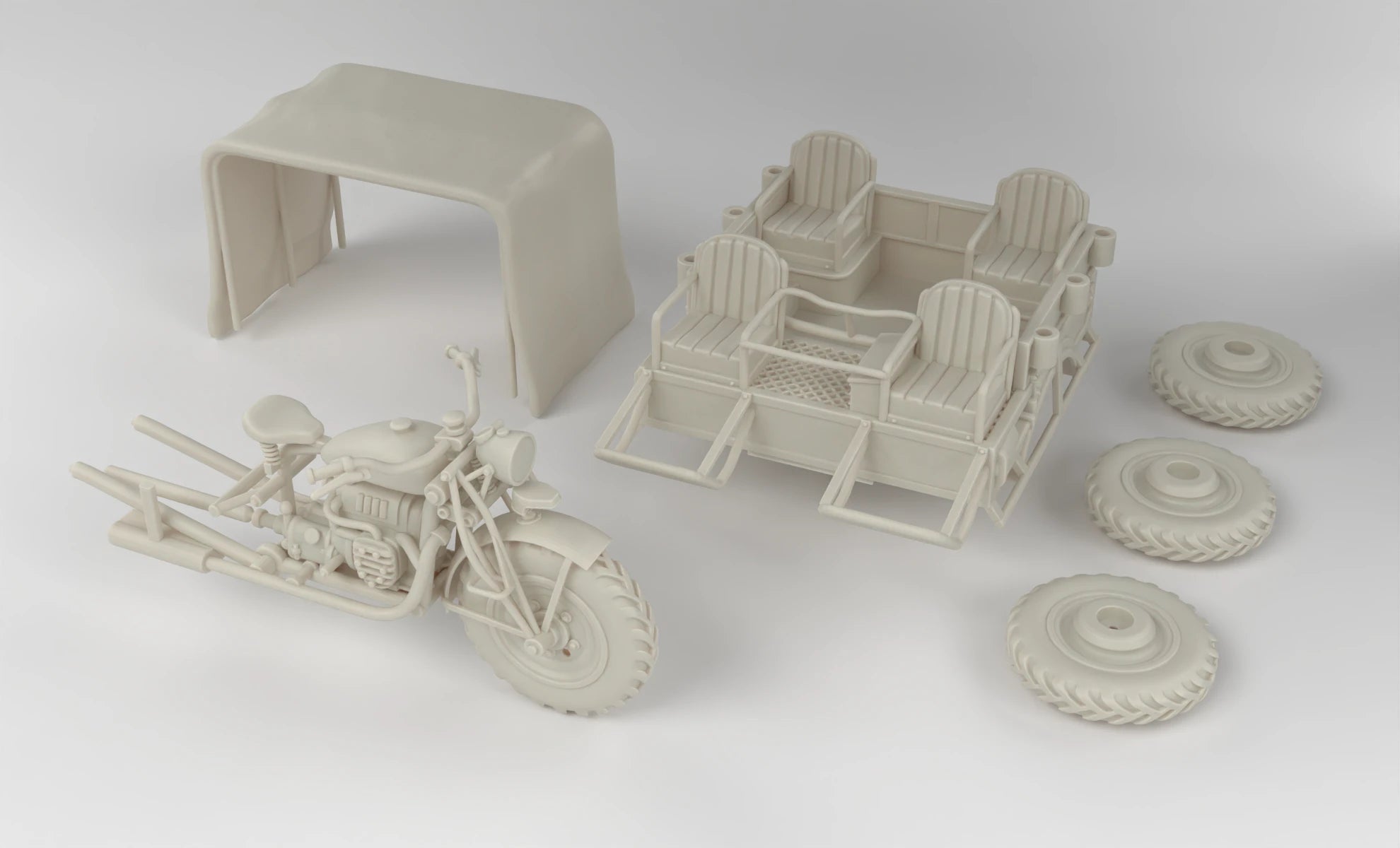 1/6 Belgium Tricycle FN Tricar T3 (4 seat) Set 3dspro