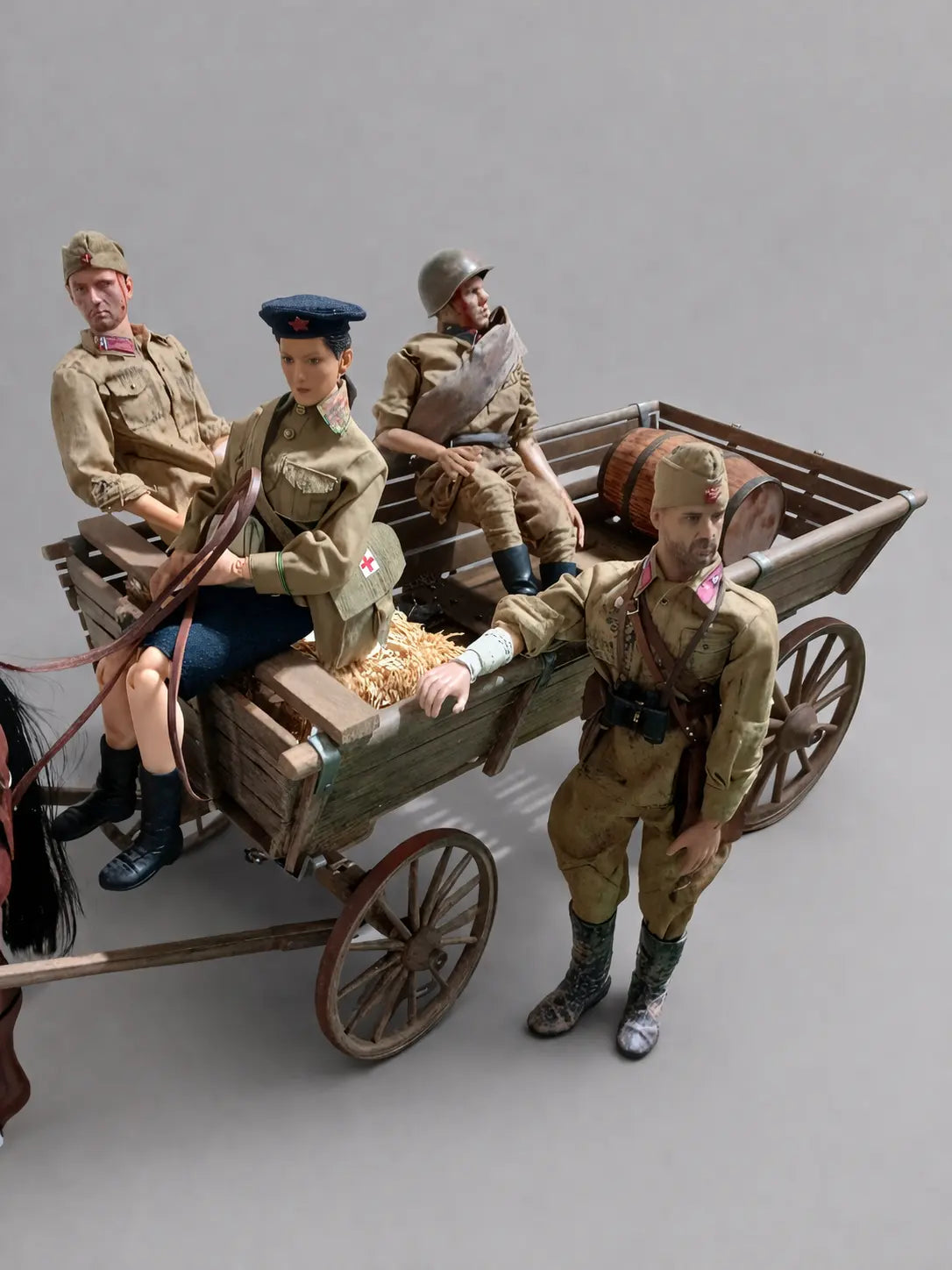 1/6 Russian Wooden Wagon (Telega) Cart Set 3dspro