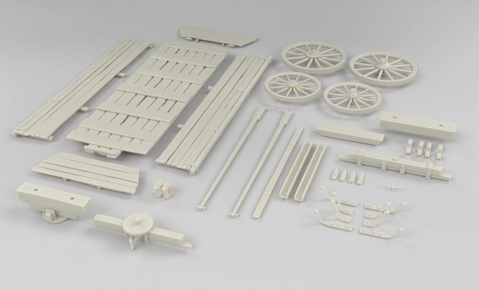 1/6 Russian Wooden Wagon (Telega) Cart Set 3dspro