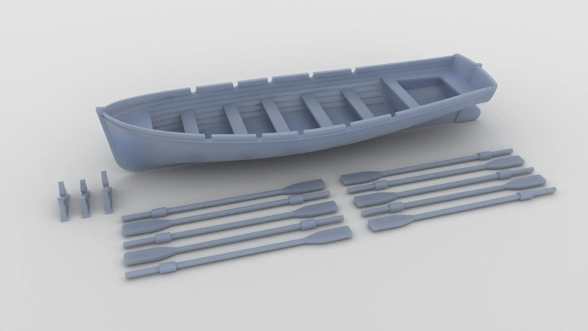 1/60 DKM 8m Long Boat w/ Paddles Set 3dspro