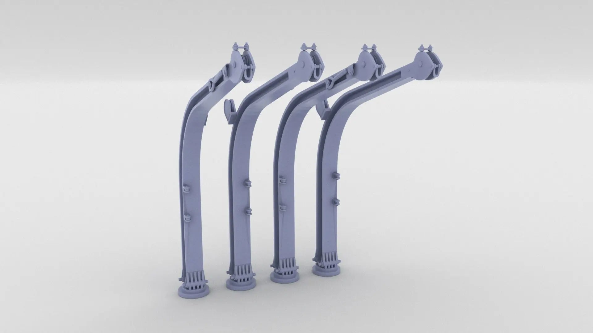 1/60 DKM Bismarck Davits for 2 Long Boats Set 4pcs 3dspro