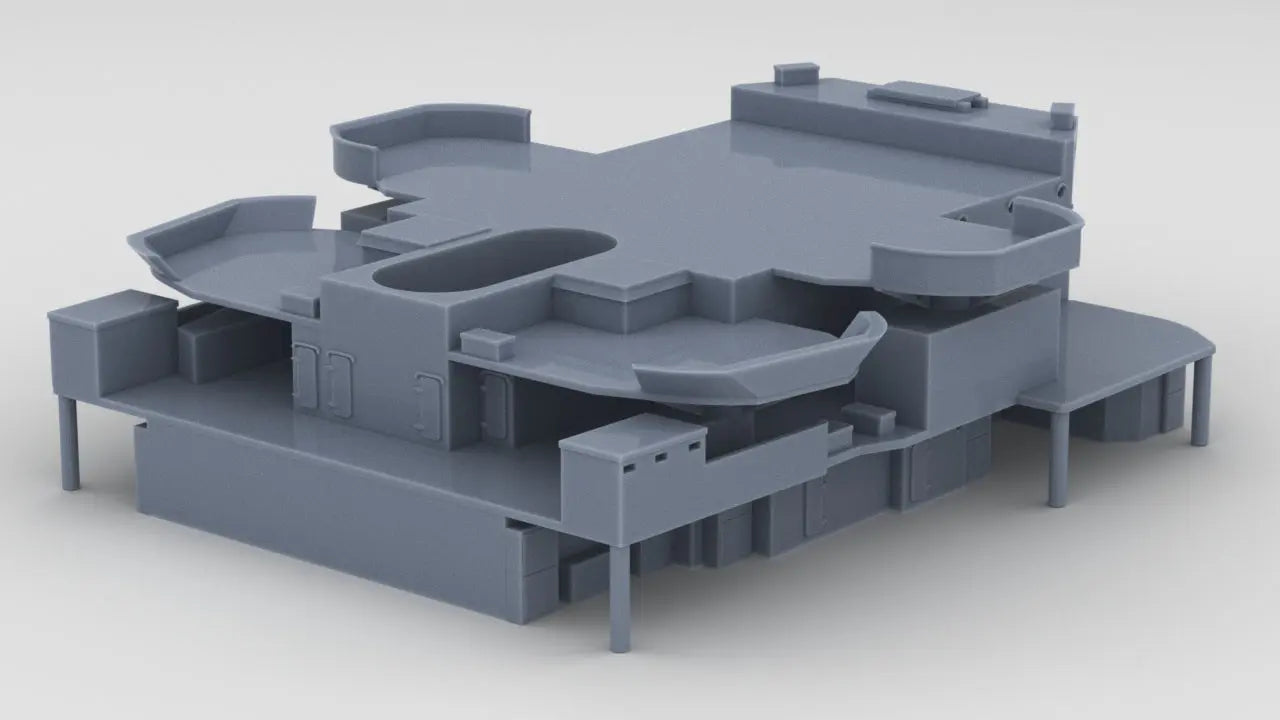 1/600 HMS Warspite Superstructure Hangars Resin3Dinteractive