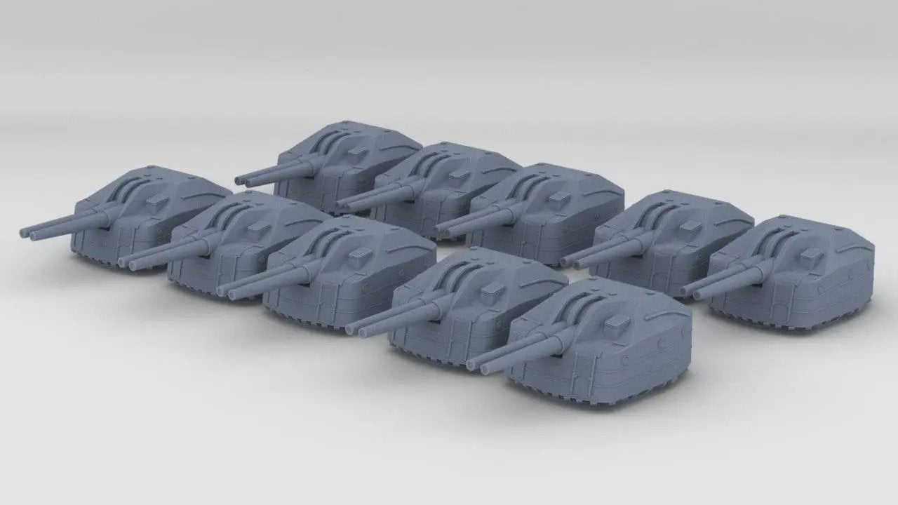 1/600 IJN Destroyer 10cm/65 Type 98 Naval Gun Set (10pcs) - distefan 3d