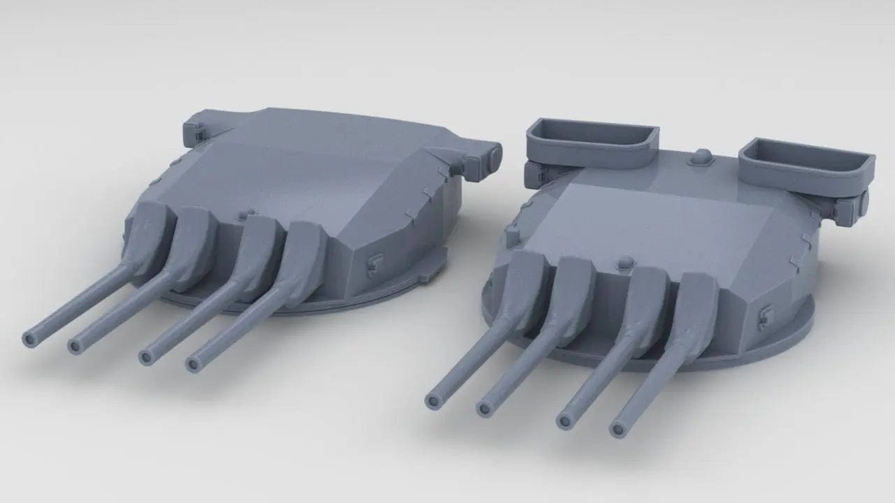 1/600 French Navy Quad 380mm/45 (14.96") Turrets Set - distefan 3d print