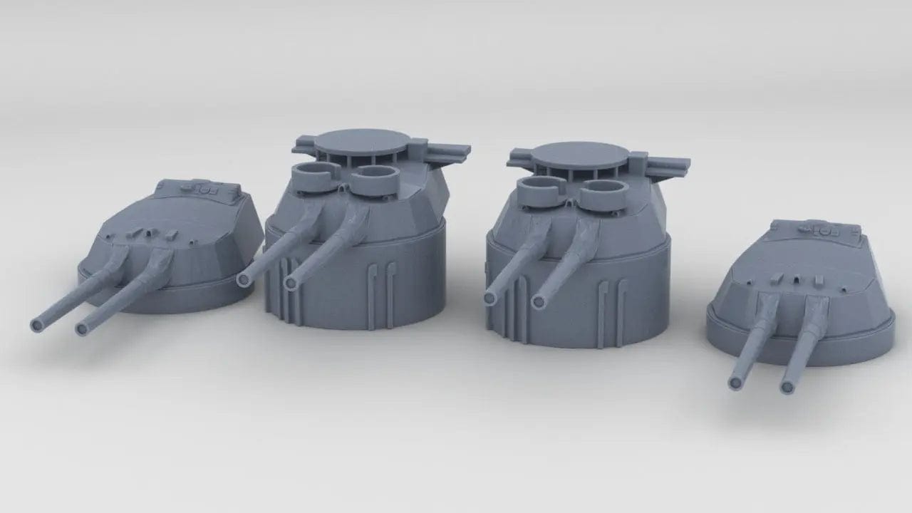 1/600 HMS Ramillies Twin 15-inch (381 mm) Turrets Set - distefan 3d