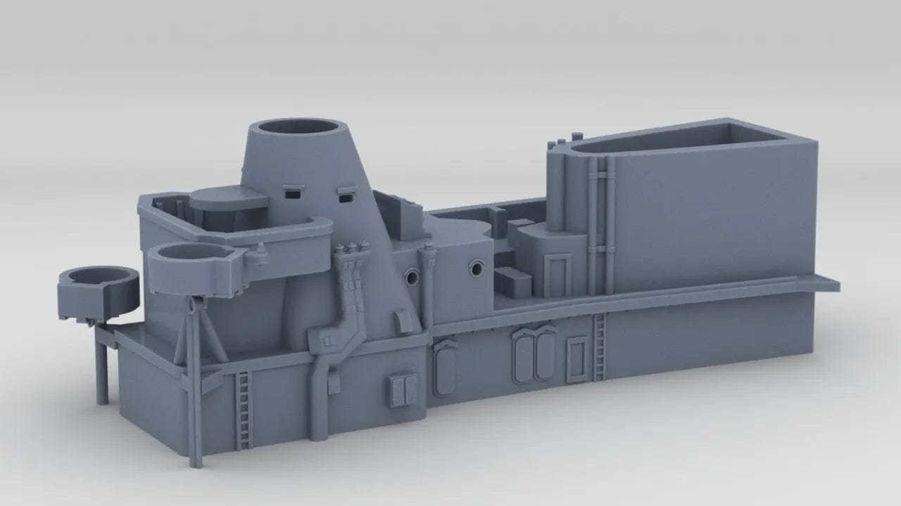 1/600 USS BB59 Funnel Tower (Below Part) - distefan 3d print