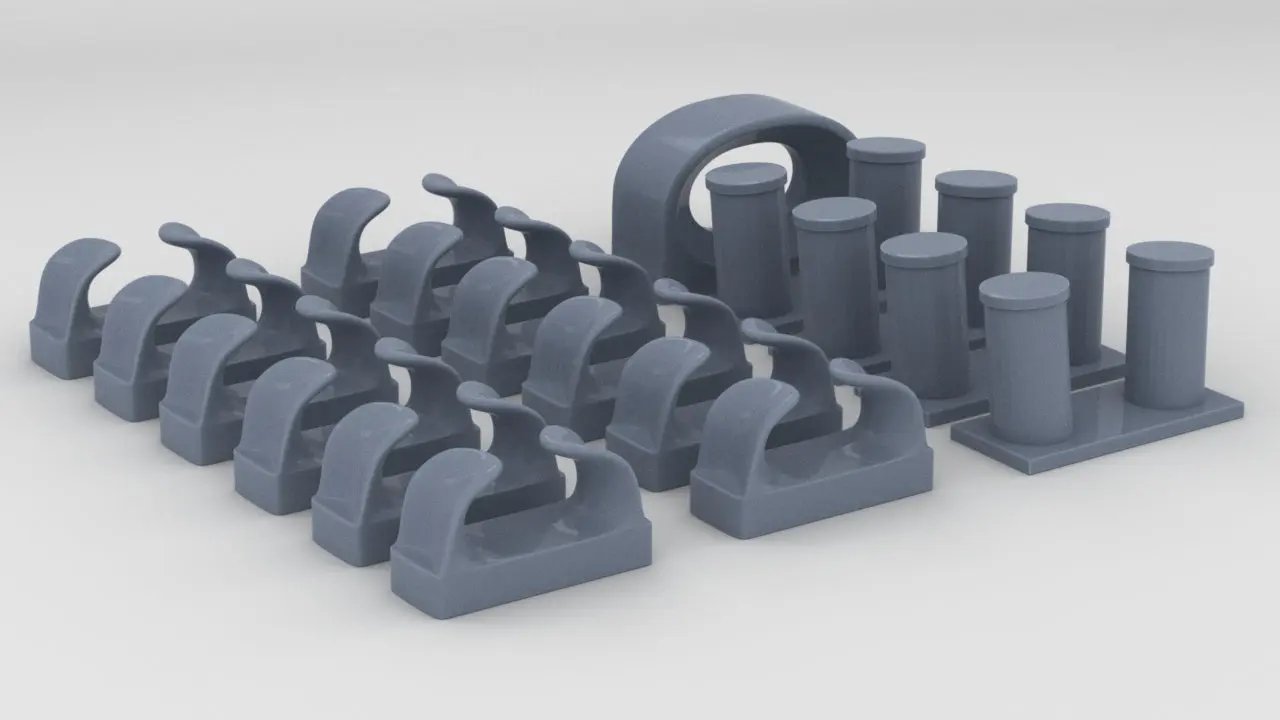 1/72 USN Chocks & Bollards Set (17pcs) - distefan 3d print