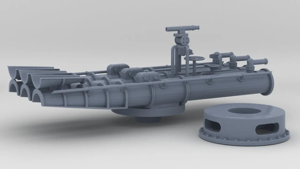 1/72 USS 21-inch Triple Torpedo Tubes Open Resin3Dinteractive