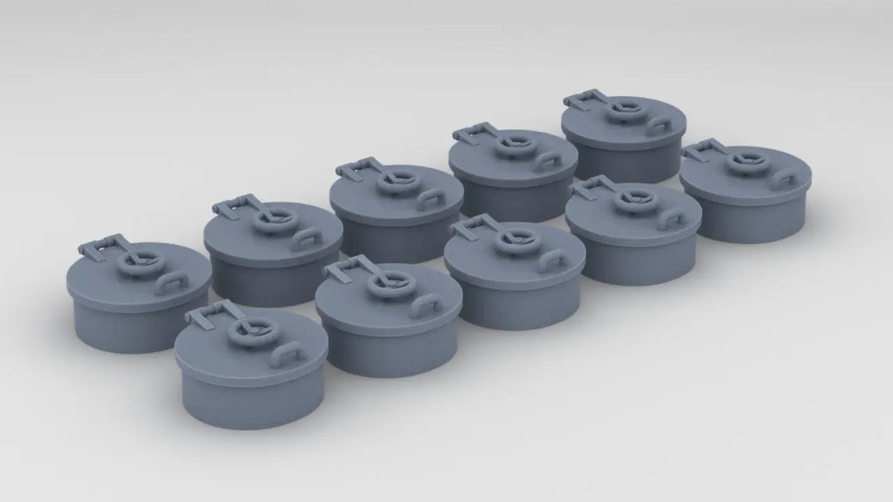 1/72 USS Kidd (DD-661) Round Hatches Type 1 Set (10pcs) - distefan 3d print