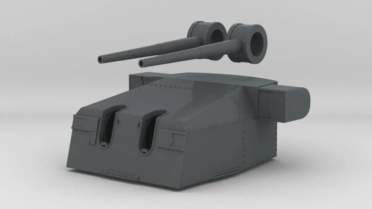 1/72 DKM 15cm/55 (5.9inch) SK C/28 Twin Turret w/ RF - distefan 3d print