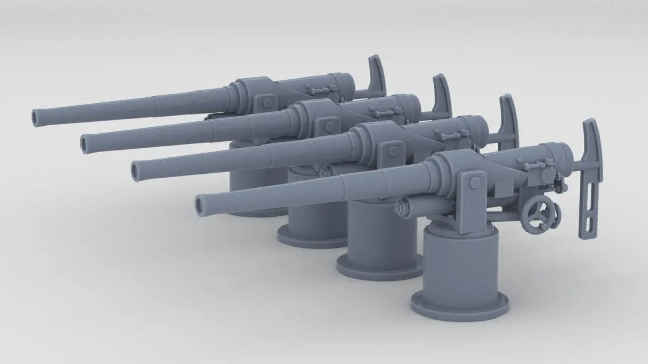 1/72 RN QF 12-Pounder (76.2 mm) Gun Set (4pcs) - distefan 3d print