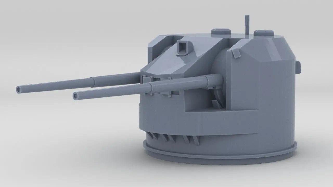 1/96 HMS Dual Purpose QF 5.25in (133mm) Turret - distefan 3d print