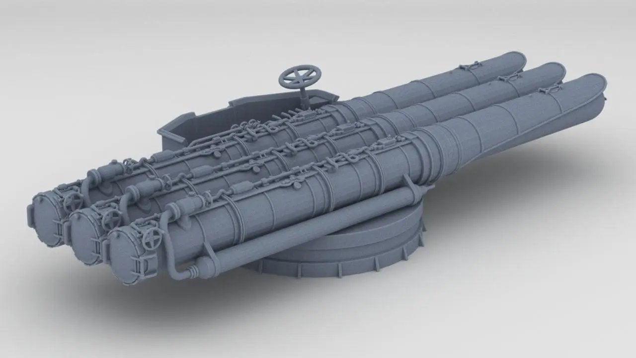 1/96 IJN Triple 610mm (24in) Torpedo Tubes - distefan 3d print